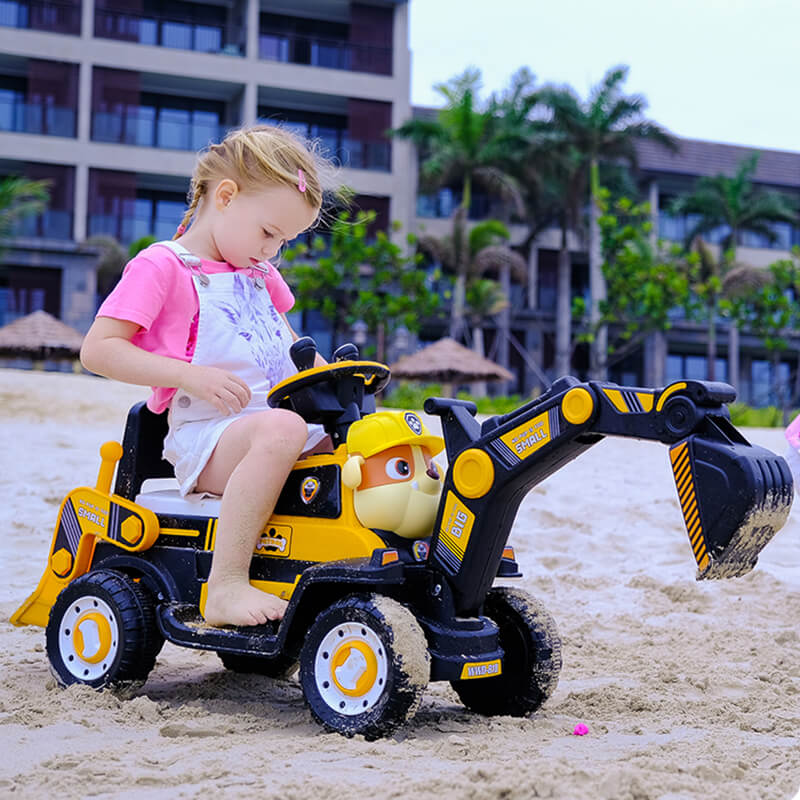 3-in-1 Toddler Excavator Cute Push Car Battery Powered Riding Car with Music and Light