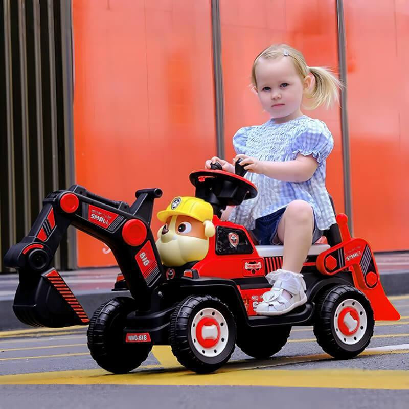 3-in-1 Toddler Excavator Cute Push Car Battery Powered Riding Car with Music and Light