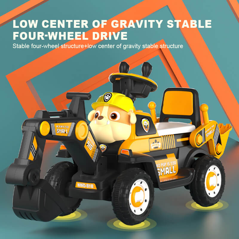 3-in-1 Toddler Excavator Cute Push Car Battery Powered Riding Car with Music and Light