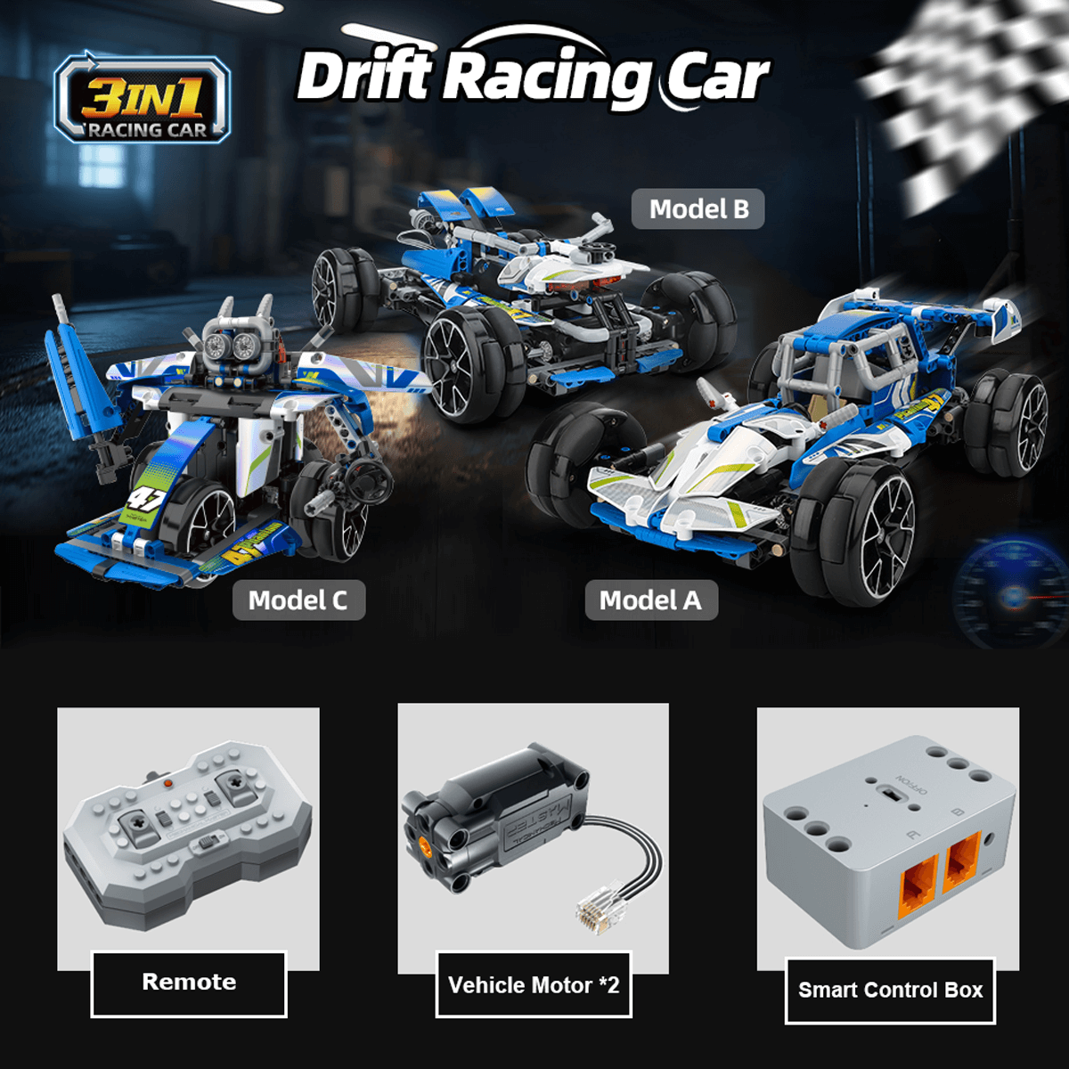 3 in 1 STEM RC Robot Car Building Blocks DIY Kit 4WD Remote Control APP Programming Drift Robot Car