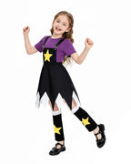 Star Doll Costume Purple Shirt with Suspender Skirt and Matching Leg Covers for Horror Game Fans