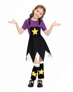 Star Doll Costume Purple Shirt with Suspender Skirt and Matching Leg Covers for Horror Game Fans