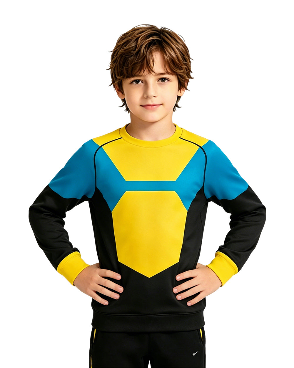 Kids Mark Costume Yellow Long Sleeve Pullover Shirt for Cosplay Themed Party Comic Exhibition