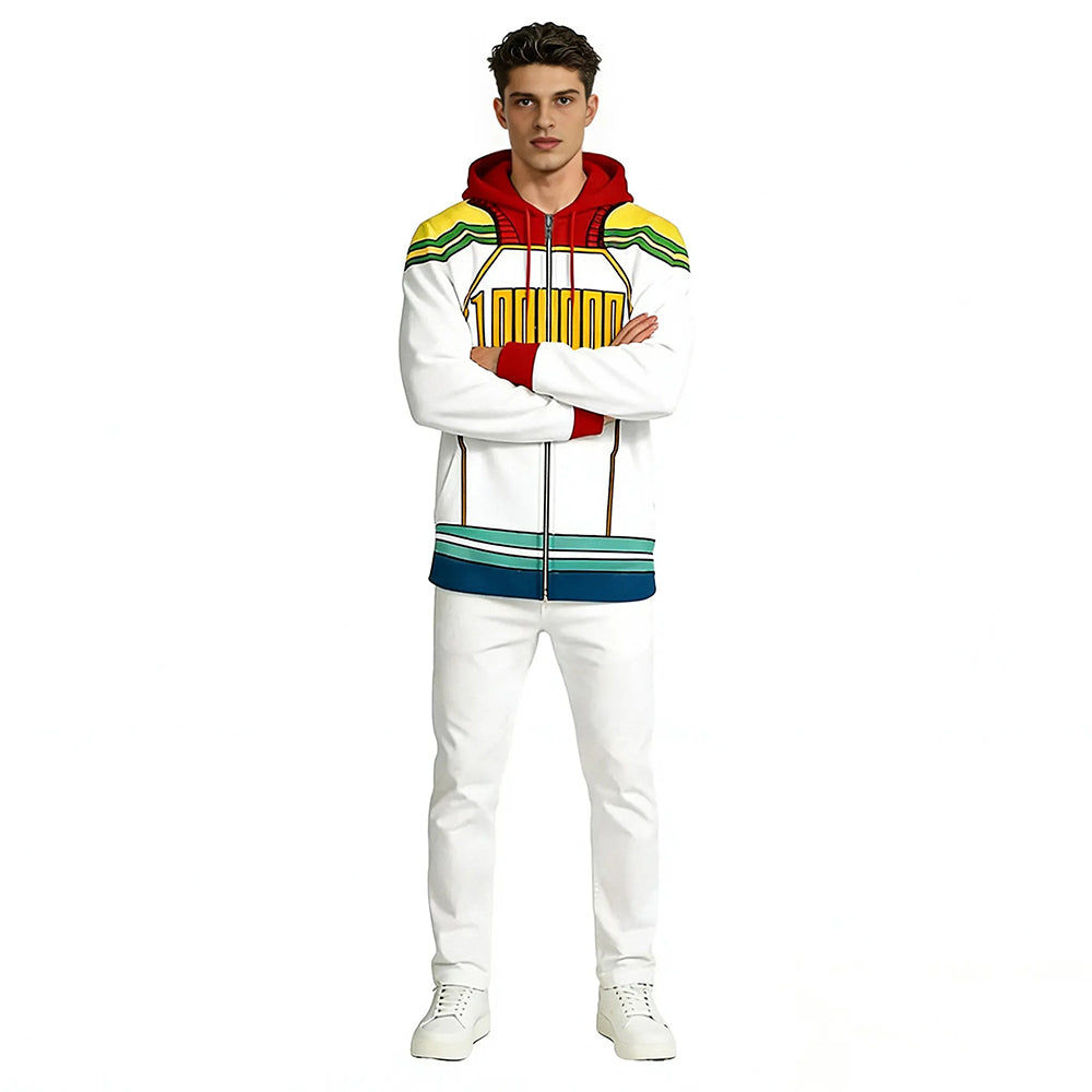 Adult Mirio Costume Hawks Hero Zip-up Hoodie Green Deku Sweatshirt for Cosplay