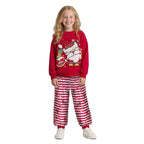 Kids Christmas Pajamas Set Red Long Sleeve Top Pants Festive Sleepwear for Children