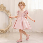 Toddler Christmas Party Dress Formal Puff Sleeve Xmas Smocked Green Costume for Girls