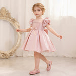 Toddler Christmas Party Dress Formal Puff Sleeve Xmas Smocked Green Costume for Girls