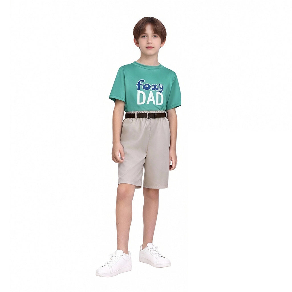 Kids Fox Costume Casual Green Shirt and Shorts Suit for Cospay Daily Wear