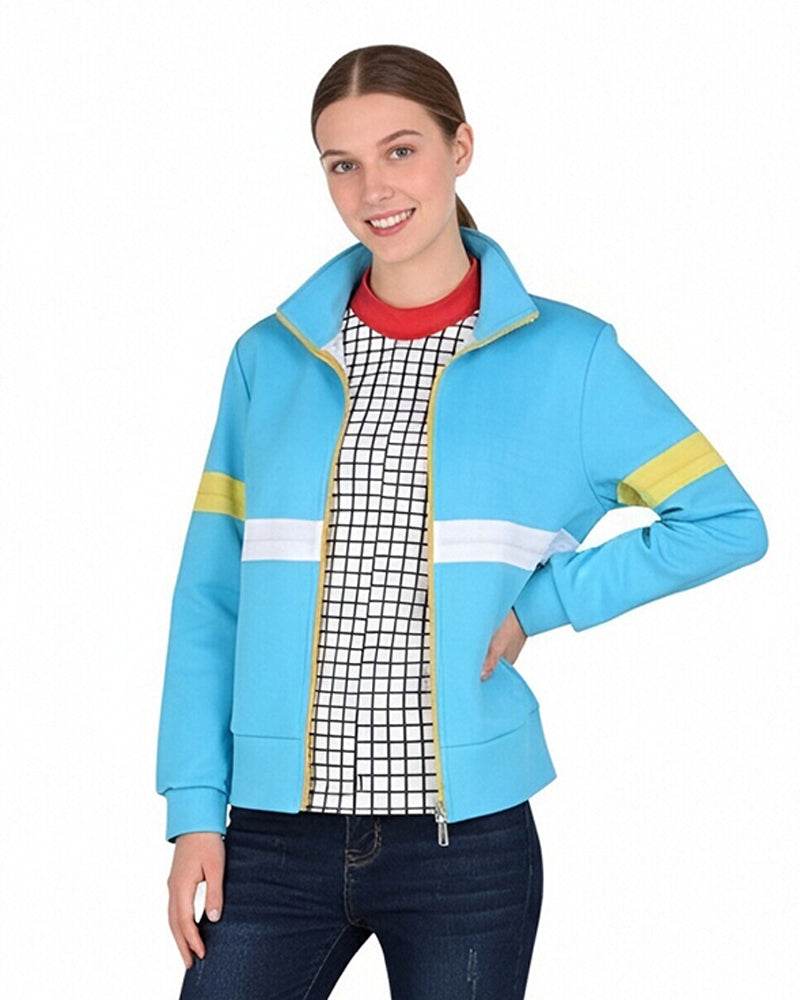 Max Mayfield Costume Blue Jacket and Plaid Sweatshirt Max Cosplay Outfits