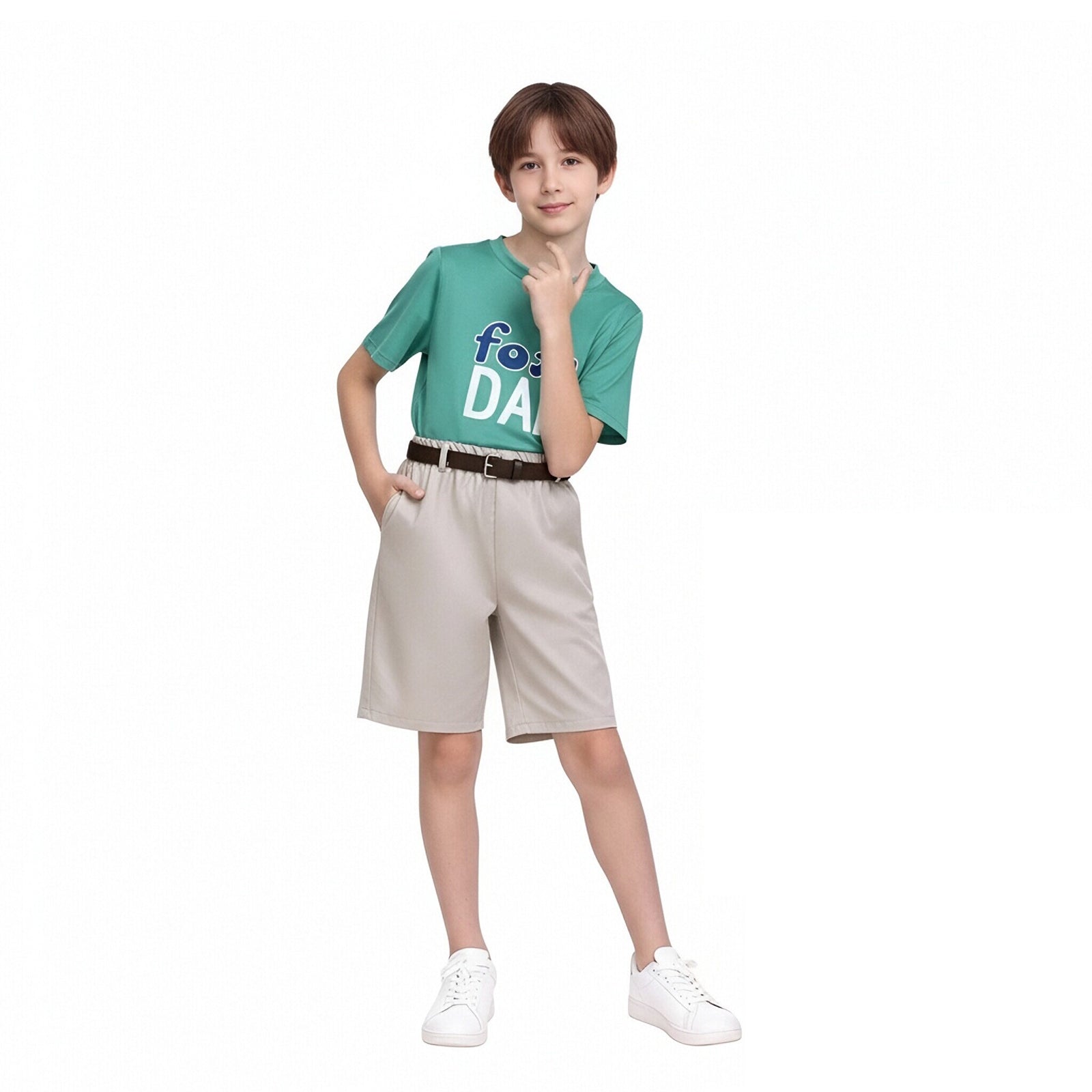 Kids Fox Costume Casual Green Shirt and Shorts Suit for Cospay Daily Wear