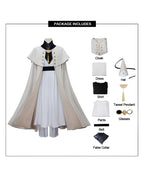 Witch Master Qifrey Costume Full Set with Cloak Dress Pointed Wizard Hat and Gold Glasses for Magic Mentor Roleplay