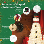 4ft Snowman-Shaped Christmas Tree with 100 Warm Lights Artificial Xmas Tree Holiday Decoration