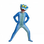 Kids Snake Costume Blue Jumpsuit Mask and Gloves Suit for Cosplay Themd Party