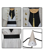 Witch Master Qifrey Costume Full Set with Cloak Dress Pointed Wizard Hat and Gold Glasses for Magic Mentor Roleplay