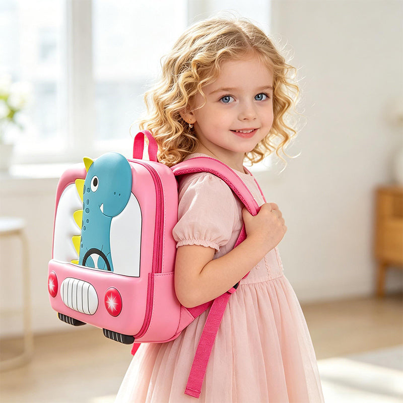 3D Cartoon Dino Backpack Lightweight Waterproof Backpack with Adjustable Shoulder Straps for Preschoolers