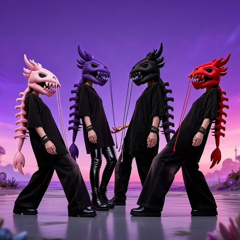 3D Dino Plush Skeleton Headpiece & Spine Realistic Dino Cosplay For Kids and Adults