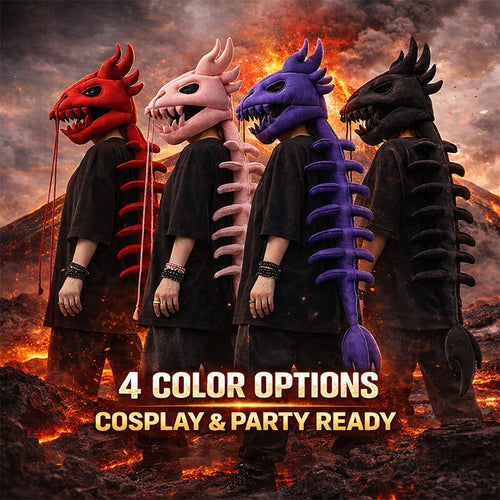 3D Dino Plush Skeleton Headpiece & Spine Realistic Dino Halloween Cosplay For Kids and Adults