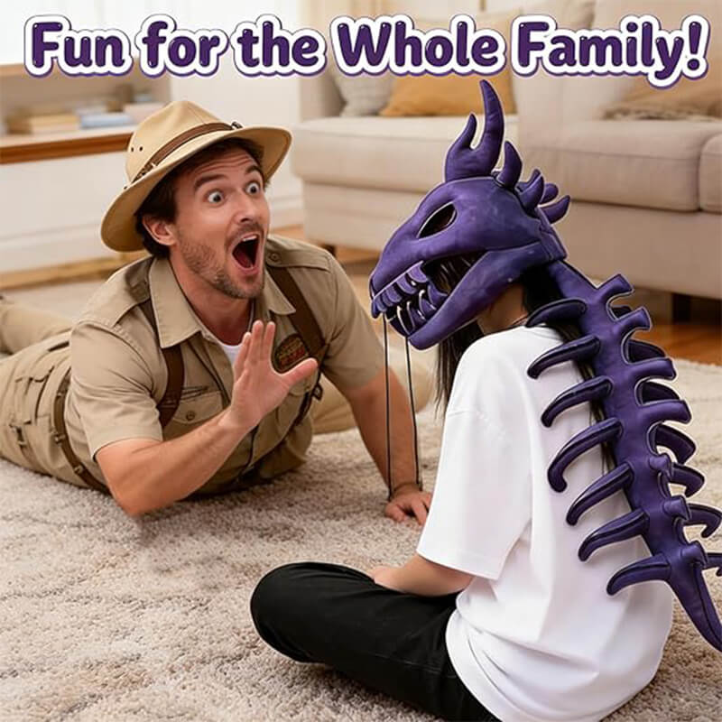 3D Dino Plush Skeleton Headpiece & Spine Realistic Dino Cosplay For Kids and Adults