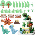 3D Dinosaur Cake Toppers Set Cute Dinosaur Jungle Theme Cake Decorations for Kids Birthday Party