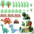 3D Dinosaur Cake Toppers Set Cute Dinosaur Jungle Theme Cake Decorations for Kids Birthday Party
