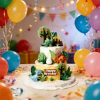 3D Dinosaur Cake Toppers Set Cute Dinosaur Jungle Theme Cake Decorations for Kids Birthday Party