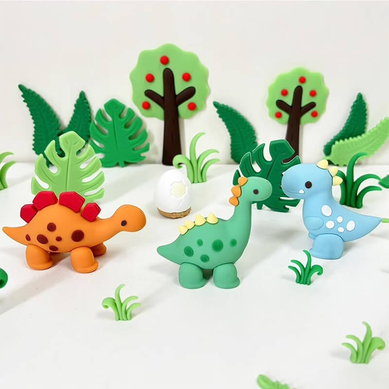 3D Dinosaur Cake Toppers Set Cute Dinosaur Jungle Theme Cake Decorations for Kids Birthday Party