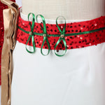 Xmas Pop Star Dress Festive Sequin Costume Tassel Crop Top Skirt Party Set