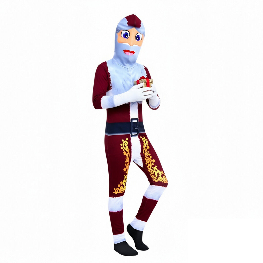 Kids Santa Costume Funny Xmas Onesie Festive Holiday Outfit for Boys Girls