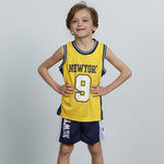 Boys Girls New York Basketball Jersey Kids Yellow Basketball Shirt and Shorts Kits