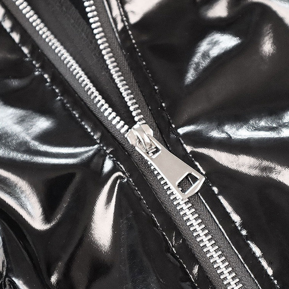 Female Devil Child Costume Black Cropped Jacket and Leather Panty Outfit