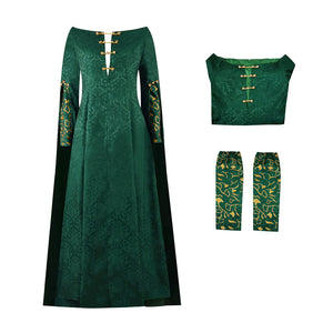Women Alicent Hightower Dress Dragon House Queen Alicent Green Medieval Uniform for Halloween Party