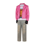 The Garbage Man Outfit Rose Red Jacket Pants Sweatshirt and Gloves for Cosplay Party