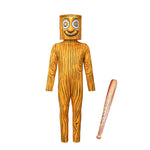 Kids Wooden Bat-wielding Ghost Costume Tung Tung Tuang Outfit with Inflatable Wooden Stick