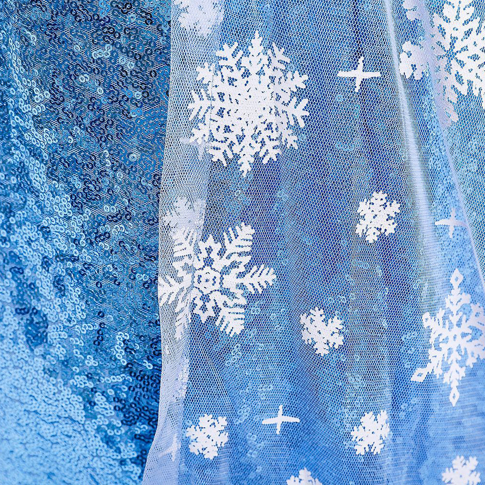 Little Girls Elsa Princess Dress Snow Queen Halloween Costume with Cape Crown Scepter and Wig 3-10 Years