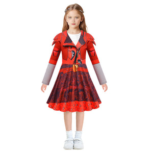 Girls Red Costume The Rise of Red Cosplay Dress Pants and Gloves for Halloween