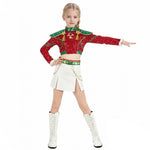 Xmas Pop Idol Costume Red Sequin Party Dress Unique Holiday Outfit