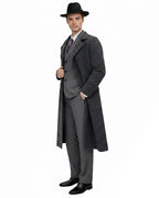 Mens Spider Hero Outfit Dark Gray Retro Overcoat Blazer and Hat Set for Stage Performance