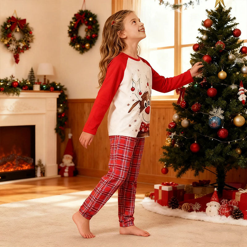 Family Christmas Pajamas Red Matching Sleepwear Holiday Pjs Set for Kids Adults