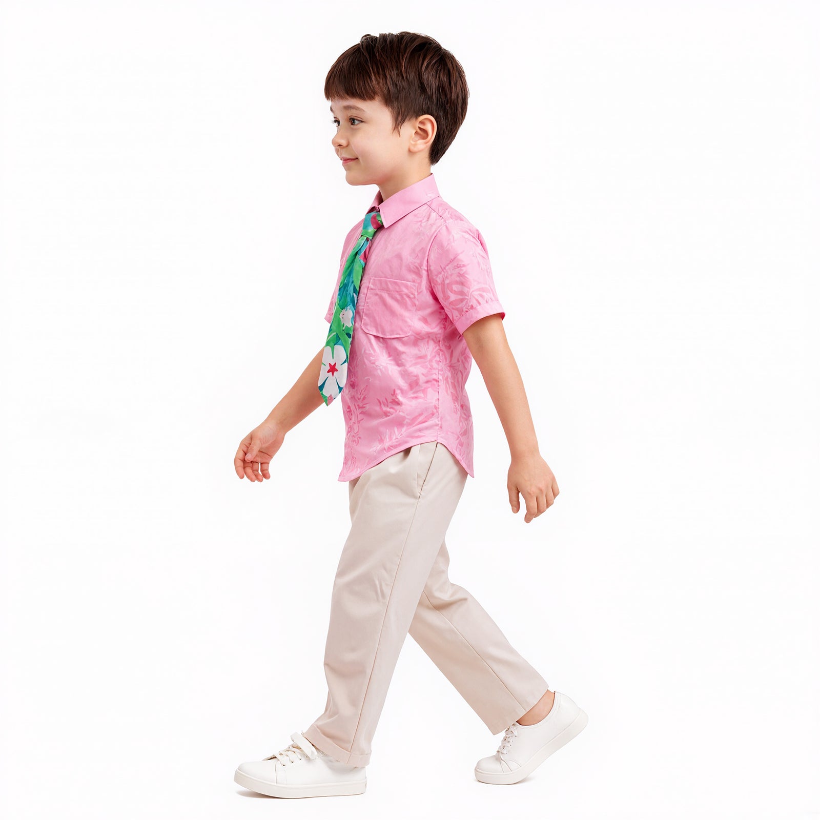 Boys Fox Costume Officer Wilde Pink Shirt Pants and Necktie Full Set for Dress Up Party