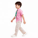 Boys Fox Costume Officer Wilde Pink Shirt Pants and Necktie Full Set for Dress Up Party