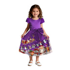 Christmas Party Dress Toddler Kids Short Sleeve Dress Santa Claus Elk Snowman Christmas Dress