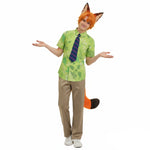 Nick Costume Fox Green Shirt Pants Wig Tail and Headband Full Set for Cosplay Party