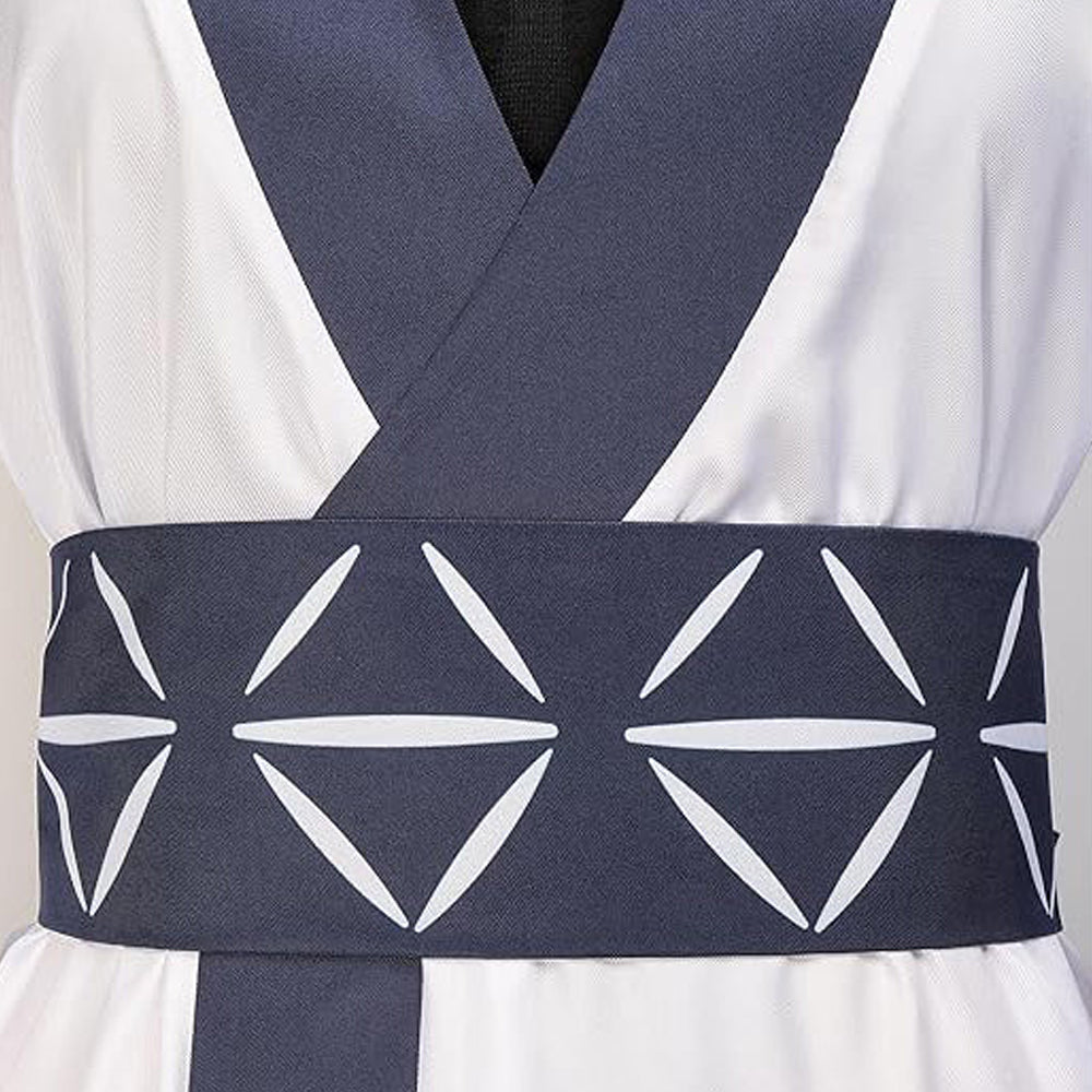 White Fem Sukuna Kimono Dress Belt and Scarf Full Set for Themed Party