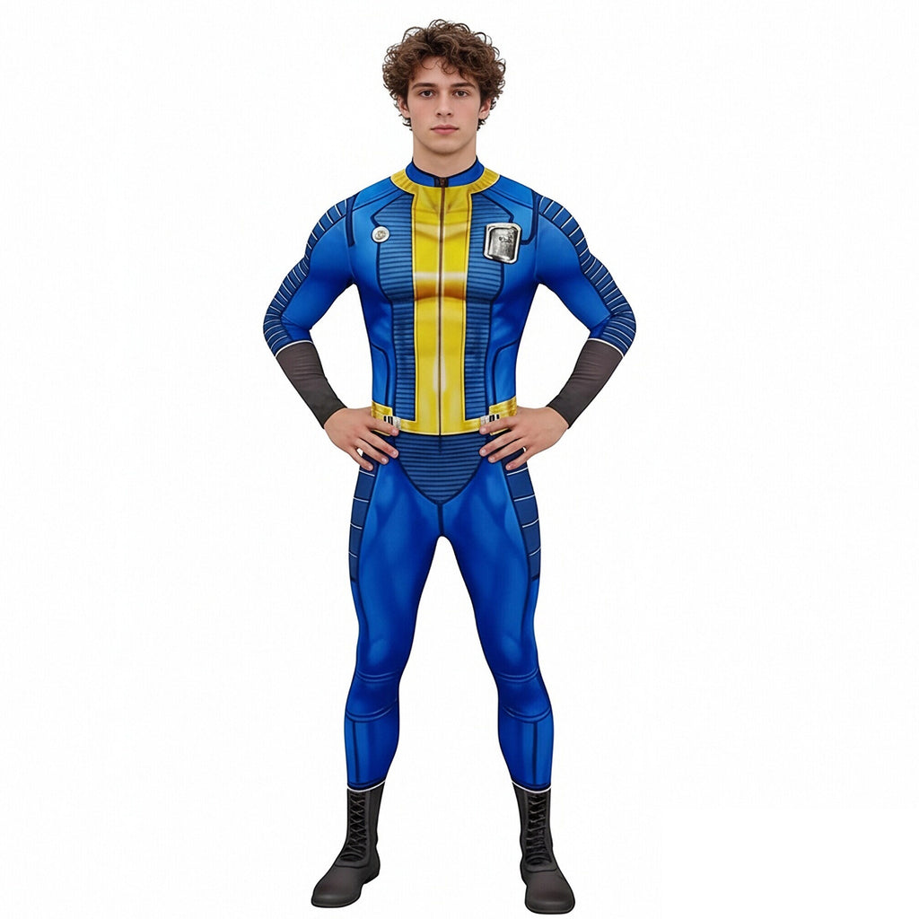 Vault Dweller Costume Games Player 76 Outfit Blue Underarmor Jumpsuit for Cosplay