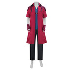 Men's Demon Hunter Costume Red Long Trench Coat with Vest Pant and Gloves for Hero Cosplay Events