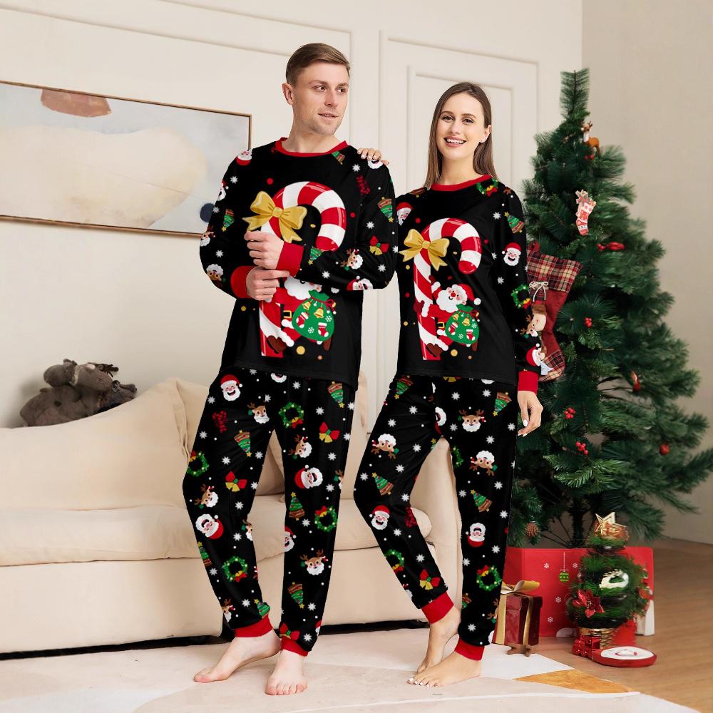 Black Family Christmas Sleepwear Festive Pajamas Set Comfortable Loungewear