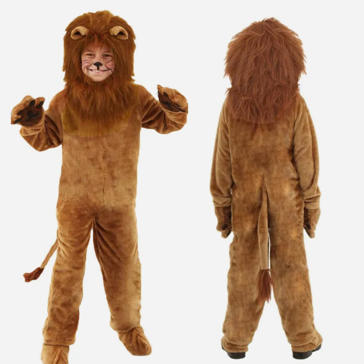 Wizard Lion Costume Kids Adults Cute Furry Outfit with Helmet Gloves and Shoe Covers
