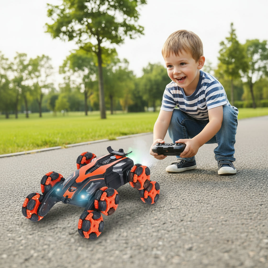 8-Wheel RC Stunt Car Kids Cimbing Toys with 360° Rotation Drift and Dazzling Headlights