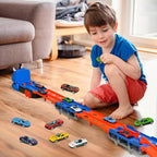 3in1 Dinosaur Race Track Toys with 12 Alloy Cars Transforming Sliding Catapult Track