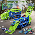 Kids 3 in 1 Dinosaur Truck Toys Foldable Race Tracks Car with 6 Alloy Cars Christmas Gifts